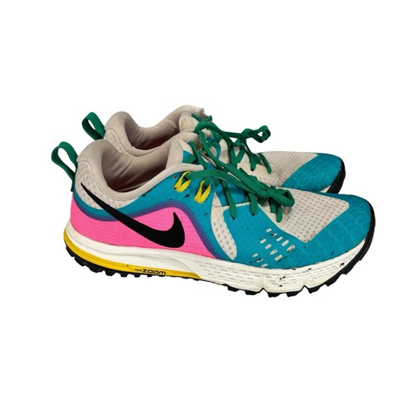 Nike Air Zoom Wildhorse 5 Trail Running Shoes Women's 9 Teal Pink Yellow Green - Picture 2 of 9